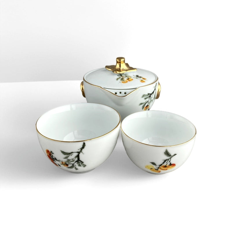 Vintage Porcelain Floral Tea Set – 3 - Piece | Gold Trimmed Cups & Sugar Bowl - CG LIQUOR