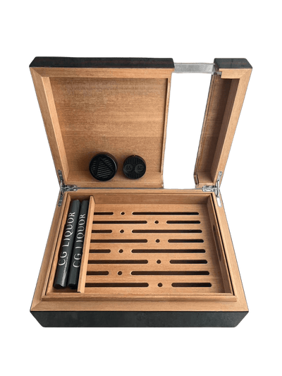 Cigar Humidor Glass Top Matt Finish - CG LIQUOR