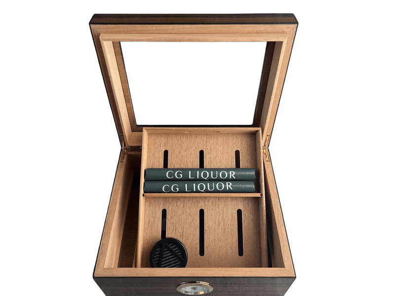 Cigar Humidor Glass Top Unit Double Level - CG LIQUOR